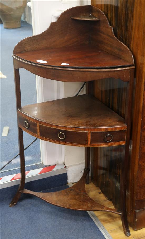 A George III mahogany corner washstand W.68cm